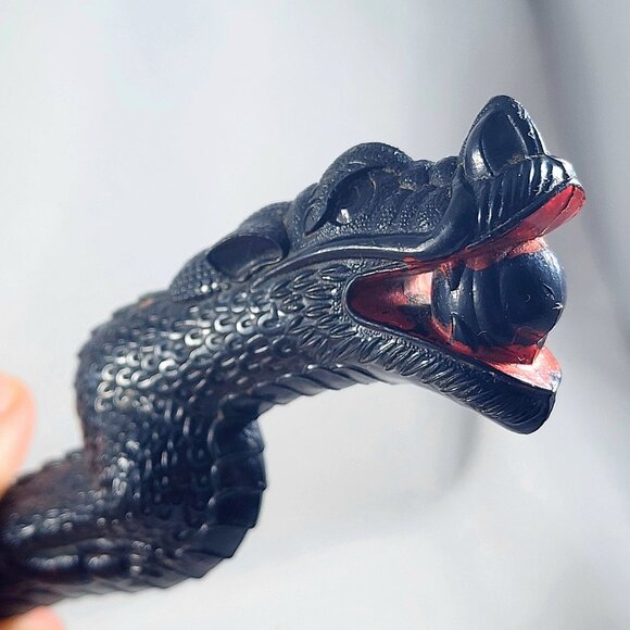 Vintage Japanese Dragon Shoehorn Black Fantasy Asian Style Mythical Beast Wand - Picture 4 of 9